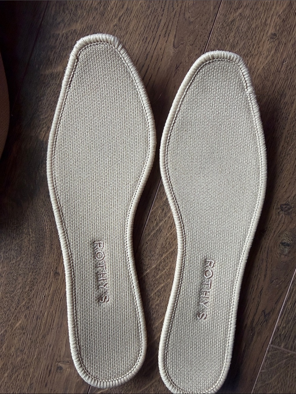 Rothy's Tan Mary Jane Flats with Blue Trim - Picture 3 of 5